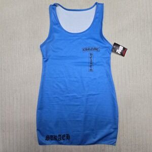 The Field Tank Dress Womens XL Blue Sleeveless Chrome Hearts Bodycon Short